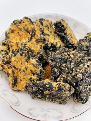Guoba de oro negro yema de huevo salada y hilo de cerdo sabor a galletas de arroz mezcla de arroz crujiente corteza de arroz frito