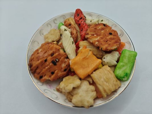 Aromas originales personalizados Arroz mezclado galletas Variedad de paquete en masa Embalaje con ingredientes de aceite