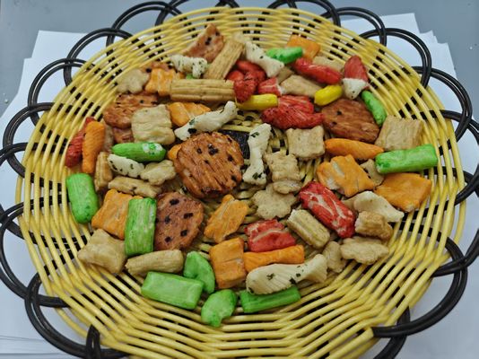 Aromas originales personalizados Arroz mezclado galletas Variedad de paquete en masa Embalaje con ingredientes de aceite