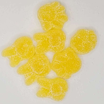 Golosinas de goma con forma divertida y color mezclado, infusionadas con fruta y recubiertas de azúcar