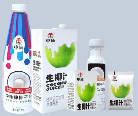 Bebida de jugo de coco natural sin aditivos artificiales en envases flexibles - Certificación HACCP/BRC/KOSHER/HALAL