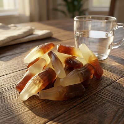 Auténtica Coca-Cola de sabor a refresco Caramelo gomoso con forma de botella de Coca-Cola divertida y textura masticable perfecta Snacks de soja